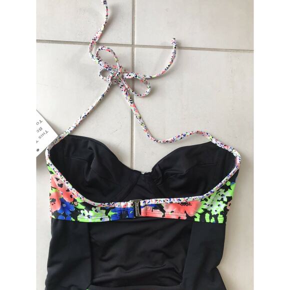 Shoshanna Color Block Retro Halter One Piece Swimsuit - Picture 6 of 8